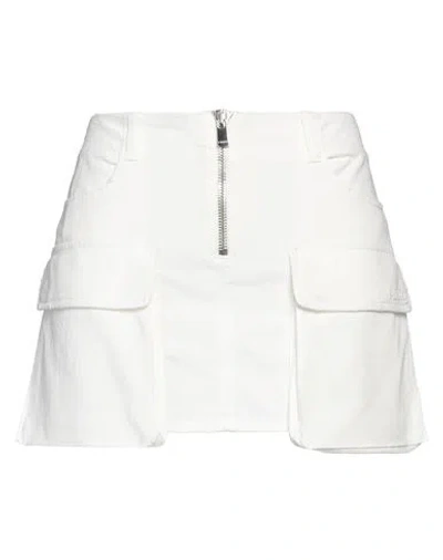 Pinko Woman Denim Skirt White Size 10 Cotton, Elastane