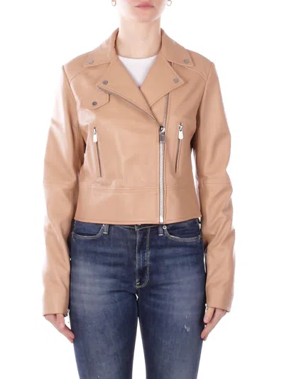 Pinko Woman Jacket 106247a32i D41 New Sensitive Nail Nappa Beige In Neutral