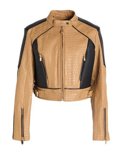 Pinko Woman Jacket Beige Size 8 Sheepskin In Brown