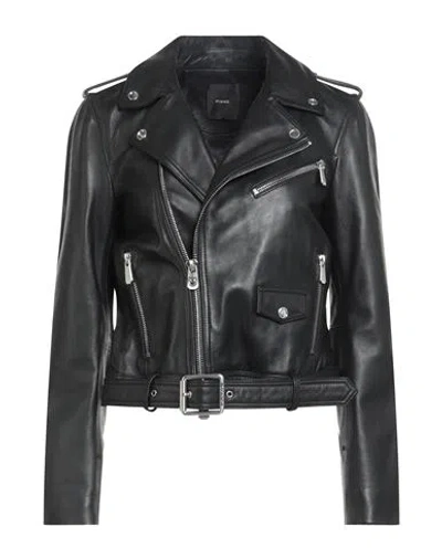 Pinko Woman Jacket Black Size 10 Sheepskin In Multi