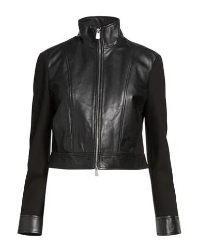 Pinko Dual-fabric Biker Jacket In Black