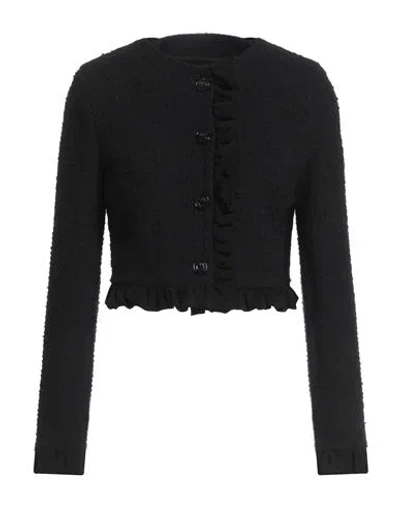 Pinko Woman Jacket Black Size 4 Cotton, Acrylic, Polyester, Wool, Viscose