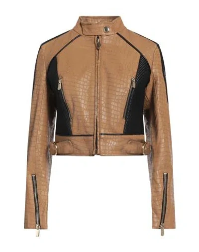 Pinko Woman Jacket Camel Size 4 Sheepskin In Neutral