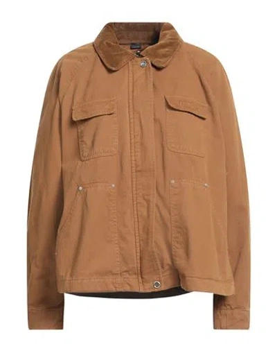 Pinko Woman Jacket Camel Size 8 Cotton, Elastane In Brown
