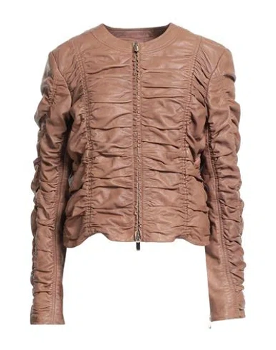 Pinko Woman Jacket Chocolate Brown Size M Sheepskin