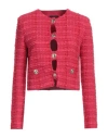 Pinko Woman Jacket Fuchsia Size 2 Cotton, Polyester, Acrylic, Wool, Synthetic Fibers In Pink