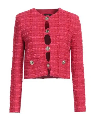 Pinko Woman Jacket Fuchsia Size 2 Cotton, Polyester, Acrylic, Wool, Synthetic Fibers