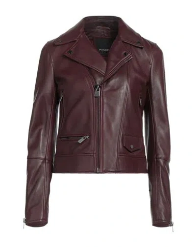 Pinko Woman Jacket Garnet Size 4 Sheepskin In Red