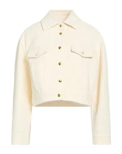 Pinko Woman Jacket Ivory Size 4 Polyester, Cotton, Acrylic, Metallic Fiber, Wool In White