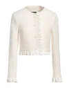 Pinko Woman Jacket Ivory Size 6 Cotton, Acrylic, Polyester, Wool, Viscose In White