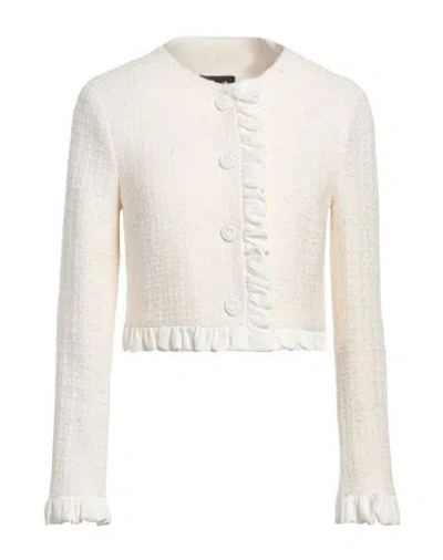 Pinko Woman Jacket Ivory Size 6 Cotton, Acrylic, Polyester, Wool, Viscose In White