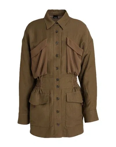 Pinko Woman Jacket Military Green Size 2 Viscose, Linen, Polyester
