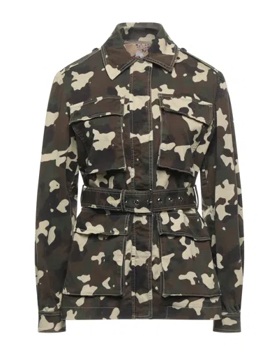 Pinko Woman Jacket Military Green Size 6 Cotton, Elastane