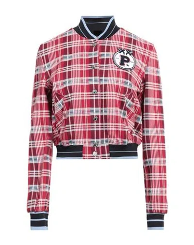 Pinko Woman Jacket Red Size 10 Cotton, Polyamide, Elastane