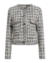 Pinko Woman Jacket White Size 8 Cotton, Acrylic, Polyester, Textile Fibers, Wool In Multi