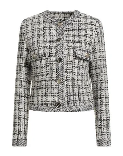 Pinko Woman Jacket White Size 8 Cotton, Acrylic, Polyester, Textile Fibers, Wool In Multi