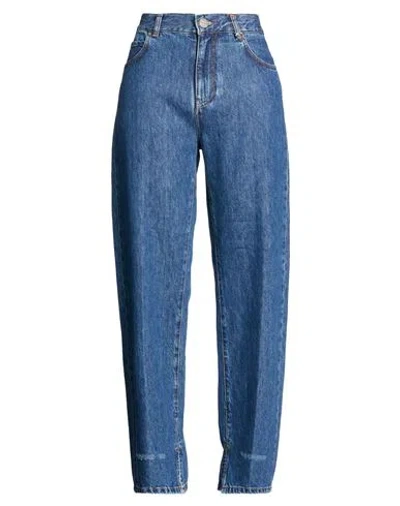 Pinko Woman Jeans Blue Size 32 Cotton, Lyocell In Animal Print