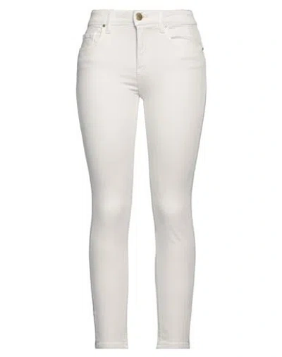 PINKO PINKO WOMAN JEANS OFF WHITE SIZE 32 COTTON, VISCOSE, LYOCELL, POLYESTER