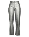 Pinko Woman Denim Pants Silver Size 30 Cotton In Silver