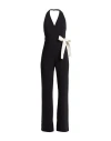 Pinko Ramificazione Contrast-bow Sleeveless Flared Jumpsuit In Black