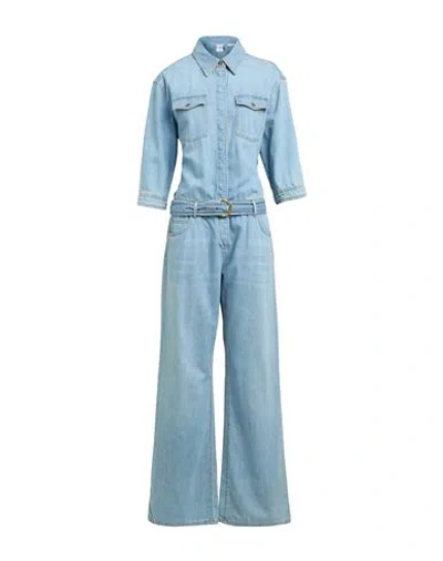 Pinko Woman Jumpsuit Blue Size 8 Cotton