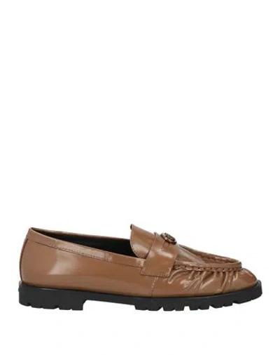 Pinko Woman Loafers Taupe Size 6 Leather In Grey