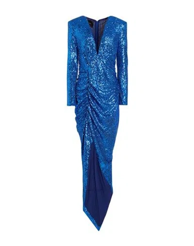 Pinko Woman Maxi Dress Blue Size L Polyester, Elastane