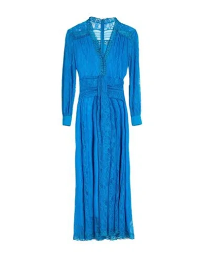 Pinko Woman Maxi Dress Bright Blue Size 8 Polyamide