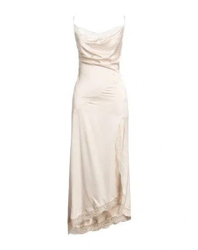 Pinko Woman Maxi Dress Ivory Size 8 Polyester, Polyamide In Multi