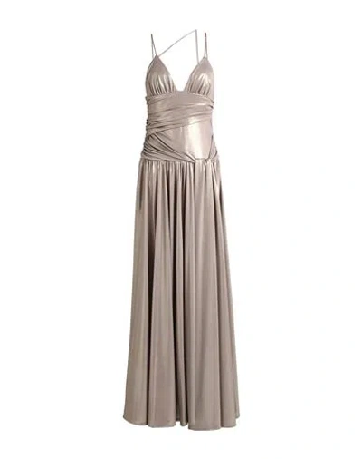 Pinko Woman Maxi Dress Khaki Size L Polyester, Elastane In Beige