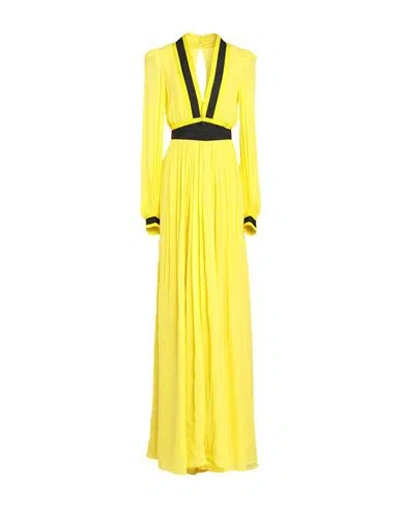 Pinko Woman Maxi Dress Yellow Size 10 Viscose, Polyester