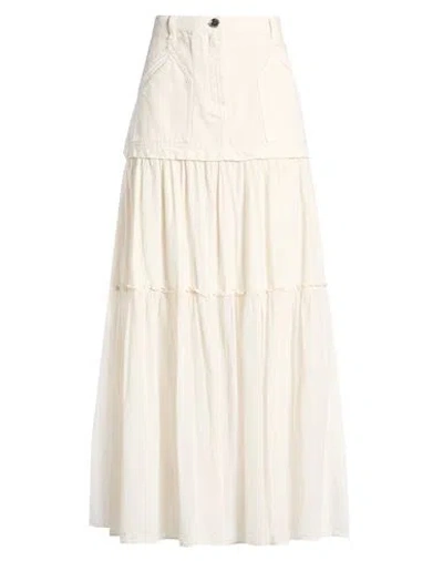Pinko Woman Maxi Skirt Ivory Size 4 Cotton In Neutral