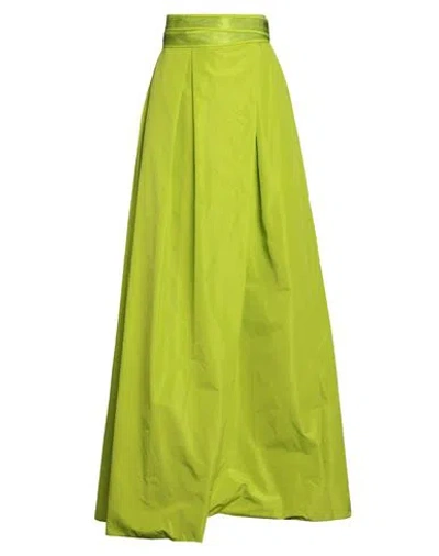 Pinko Woman Maxi Skirt Lime Green Size M Polyester, Viscose