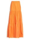 Pinko Woman Long Skirt Orange Size 4 Cotton