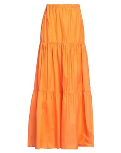 Pinko Woman Long Skirt Orange Size 4 Cotton