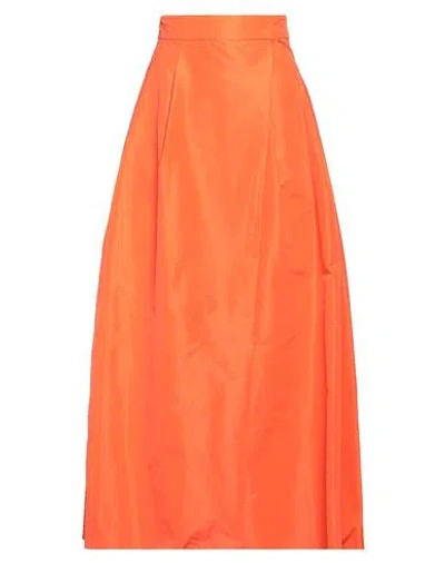 Pinko Woman Maxi Skirt Orange Size 6 Polyester