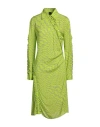 Pinko Woman Midi Dress Acid Green Size 4 Viscose In Green