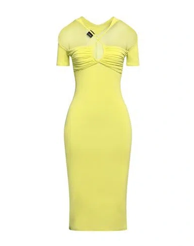 Pinko Woman Midi Dress Lime Green Size Xs Viscose, Elastane