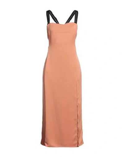 Pinko Woman Midi Dress Apricot Size 6 Polyester In Orange
