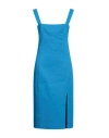 Pinko Woman Midi Dress Azure Size 10 Linen, Viscose, Elastane In Blue