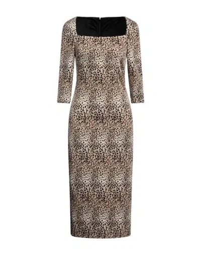 Pinko Woman Midi Dress Beige Size 2 Viscose, Polyamide, Elastane