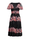 Pinko Woman Midi Dress Black Size 8 Cotton In Black