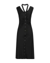 Pinko Satin Sleeveless Acheloo Shirt Dress With Golden Buttons In Black