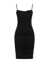 Pinko Forza Sleeveless Gathered Midi Crepe Dress In Black