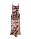 Pinko Abbronzato Sleeveless Floral Georgette Calf-length Dress In Black
