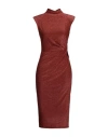 Pinko Woman Midi Dress Brick Size S Viscose, Polyamide, Polyester, Elastane In Brown