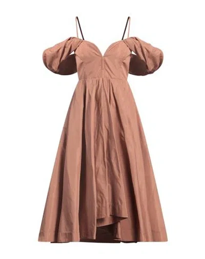 Pinko Woman Midi Dress Brown Size 4 Polyester