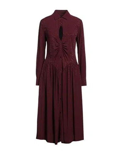Pinko Woman Midi Dress Burgundy Size 4 Acrylic, Silk In Red