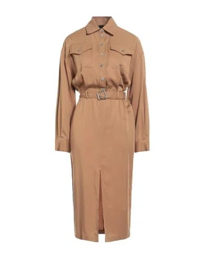 Pinko Woman Midi Dress Camel Size 2 Lyocell In Brown