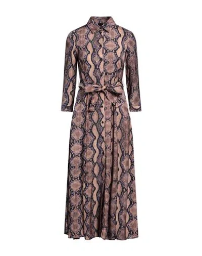 Pinko Woman Midi Dress Camel Size 8 Viscose In Beige